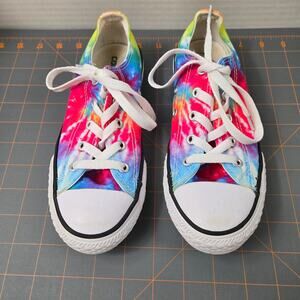 Girls Converse All Star Multicolor Tie Dye Sneakers size 2 Youth Colorful Clean